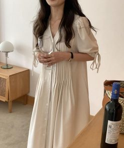 シャツワンピース レディース 40代 キレイめ ロング 可愛い 春夏 半袖 プリーツ シャツワンピ Aライン スカート ひざ丈 フレア 50代 30代 韓国風 おしゃれ