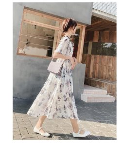 マキシワンピース レデイース シフォン ワンピース フレア 夏 花柄 リゾート ワンピース ロング丈 大きいサイズ オシャレ 着痩せ 30代 40代 50代 ゆったり