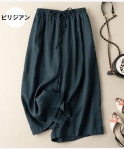 大きいサイズ 体型カバー ワイドパンツ リラックス 快適 綿 ゆったり ロングパンツ 春夏 ウエストゴム ガウチョパンツ ウエストゴム 無地 レディース