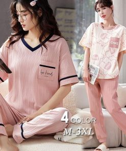 ルームウェア レディース 春夏 半袖 パジャマ 綿 ゆったり ロングパンツ 上下セット 可愛い 寝巻き セットアップ 女性 プレゼント 韓国風 部屋着 寝間着