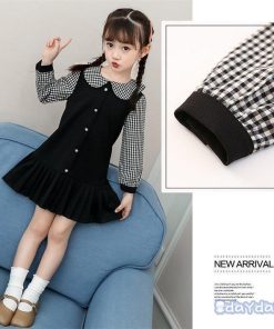 子供服 ワンピース 春秋 長袖 キッズ 女の子 ドット柄 折り襟 子供ドレス ジュニア ベビー服 Aライン カジュアル おしゃれ 可愛い 新品 130 160 120 150 140