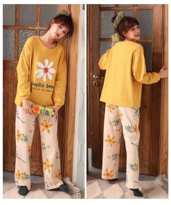 パジャマ レディース ルームウェア 秋冬 綿 セットアップ 長袖 大きいサイズ 可愛い 長ズボン ロングパンツ ゆったり 寝巻き 寝間着 韓国風 部屋着