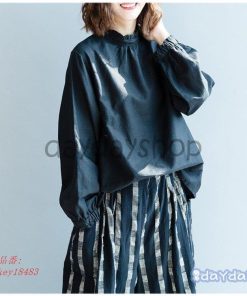 フリル オールシーズン ゆったり シャツ 長袖 綿麻 ドルマンスリーブ 大きいサイズ ブラウス 無地 レディース オシャレ トップス オーバーサイズ