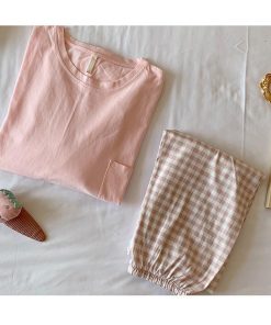 パジャマ レディース ルームウェア 春 新作 セットアップ 綿 長袖 女性 可愛い ロングパンツ 韓国風 寝巻き ゆったり 部屋着 ピンク 上下セット