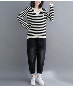 Tシャツ セーター レディース 40代 ニット 春新作 韓国風 長袖 ボーダー セーター 30代 トップス 可愛い 大人 おしゃれ ゆったり