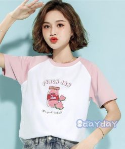 通勤 夏Tシャツ 綿 夏Tシャツ 女性Tシャツ 可愛い プリント カジュアル 半袖 ゆったり Tシャツ レディース オシャレ夏用 韓国風