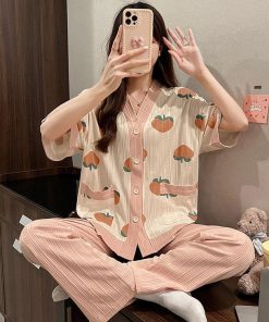 パジャマ ルームウェア レディース 夏 綿 半袖 パジャマ ルームウェア 大きいサイズ ロングパンツ 上下セット 可愛い 部屋着 女性 韓国風 寝間着