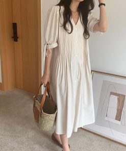 シャツワンピース レディース 40代 キレイめ ロング 可愛い 春夏 半袖 プリーツ シャツワンピ Aライン スカート ひざ丈 フレア 50代 30代 韓国風 おしゃれ