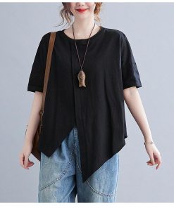 Tシャツ レディース トップス 40代 半袖 綿 春夏 新作 綿麻 大きいサイズ シンプル UVカット 韓国風 20代 30代 かわいい おしゃれ 黒 40代 白