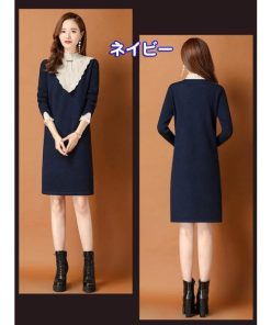 ニットワンピース 冬服 秋服 レディース 40代 ワンピース ケーブル編み クルーネック 韓国風 おしゃれ 大人 セーターワンピース 無地 きれいめ 厚手 30代 20代