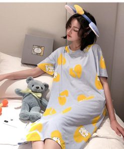 パジャマ ルームウェア レディース 夏 綿 半袖 イチゴ柄 リボン付き 大きいサイズ ワンピースパジャマ 女性 韓国風 寝間着 部屋着 ゆったり
