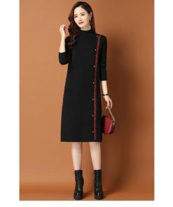 ワンピース 冬服 秋服 レディース ニットワンピース ゆったり スカート 韓国風 おしゃれ 大人 セーターワンピース 無地 ハイネック 厚手 30代 20代 きれいめ