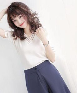 白Ｖネック レディース UVカット薄手ニッソー 白ニットソー 夏 Tシャツ 40代 ゆったり Tシャツ カジュアル韓国風 大人 オシャレ半袖トップス 通勤