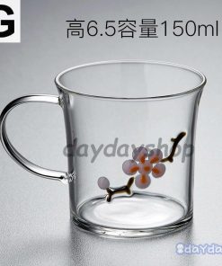 レッド お茶用品 シック シンプル フラワー 透明 コップ キッチン用品 グラス 食器 クリア 梅 取っ手 和モダン