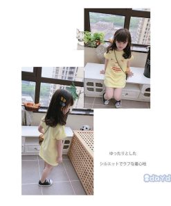 おしゃれ 可愛い ゆったり キッズ 半袖 すっきり カジュアル ワンピース 子供 女の子 シャツワンピ 夏新作 ミモレ丈