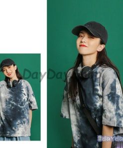 ストリート風 Tシャツ レディース ダンス トップス 夏 ヒップホップ 原宿系 韓国ファッション タイダイ柄 BF風 半袖 ゆるい カジュアル