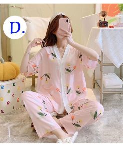 パジャマ ルームウェア レディース 夏 綿 半袖 総柄 前開き 大きいサイズ ロングパンツ 上下セット 可愛い 韓国風 寝間着 女性 部屋着