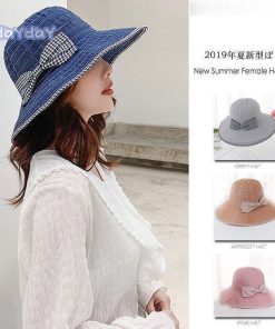 帽子 ハット UVカット 紫外線対策 アウトドア コットン 折りたたみ 持ちやすい ボーダー柄 リボン付き 可愛い 20代 ファッション 30代 夏