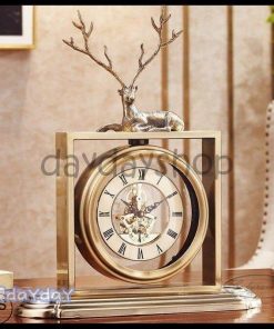 事務用時計 金属製時計 サイレント置時計 鹿 工芸品 美術品 豪華 置き時計 装飾品 現代 中国風創意 時計 デスククロック リビングルーム 卓上
