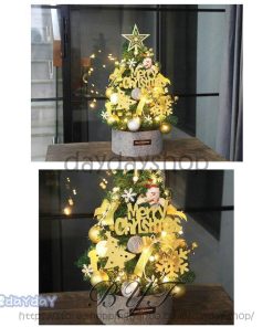 クリスマスツリー 60cm 卓上 ミニツリー クリスマス飾り LEDライト付き 電池式 オーナメント かわいい プレゼント 暖かい 部屋 商店 飾り 簡単な組立品