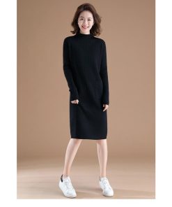 ワンピース 冬服 秋服 レディース ニットワンピース ハイネック スカート 韓国風 おしゃれ 大人 セーターワンピース 無地 厚手 ゆったり 30代 20代 きれいめ