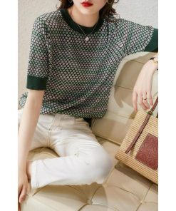 ショット丈Tシャツ ニット ゆったり 40代 半袖トップス 50代 薄手 レディース Tシャツ 30代 半袖Tシャツ おしゃれ 大人 夏新作