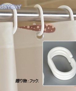 防水防カビ加工 ユニットバス 間仕切り シャワーカーテン カーテンリング付属 貝とヒトデ カーテンリング付き　子供部屋 スクエア