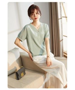 Tシャツ レディース 夏 Vネック 40代 半袖 ニットトップス 無地 ショット丈ニットソー ゆったり カットソー 30代 50代 大人 おしゃれ