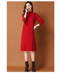 ワンピース 冬服 秋服 レディース ニットワンピース ゆったり スカート 韓国風 おしゃれ 大人 セーターワンピース 無地 ハイネック 厚手 30代 20代 きれいめ