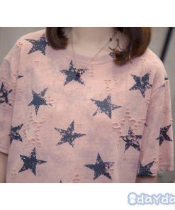 Tシャツ レディース きれいめ 40代 春夏 上品 半袖Tシャツ ブラウス 綿 星柄トップス オシャレ 韓国風 Tシャツ 大きいサイズ 2色 ゆったりカットソー