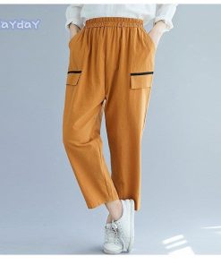 サルエルパンツ テーパードパンツ パンツ 綿麻パンツ ボトムス レディース カジュアル ポケット付き ゆったり コットン リネン コーデ 春 大きいサイズ 綿麻