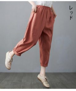 ワイドパンツ パンツ レディース 40代 春夏 綿麻 ボトムス ロングパンツ 韓国風 おしゃれ 20代 30代 50代 ハイウエスト ゆったり 楽ちん