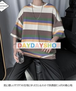 メンズ 5分丈袖Tシャツ クルーネック 色切り替え 半袖Tシャツ カットソー 半袖 ゆったり サマーTシャツ 五分丈袖 ボーダー柄 夏Tシャツ Tシャツ