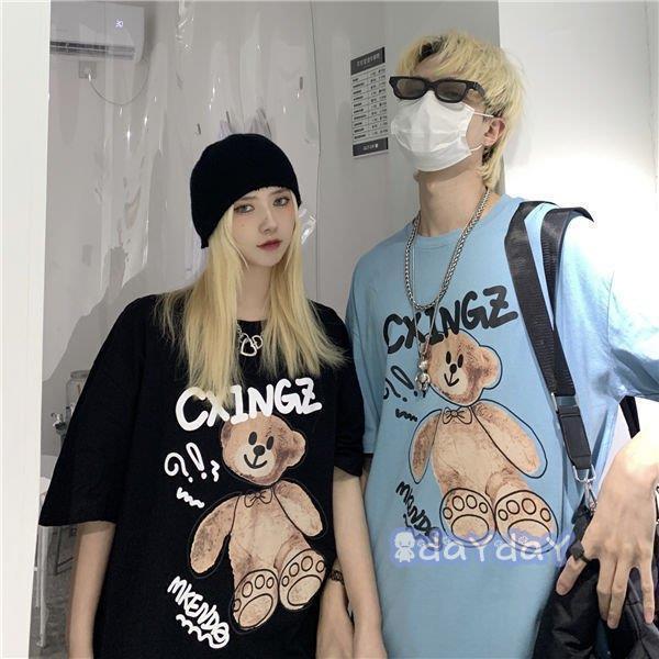 半袖 レディース Tシャツ 男性Tシャツ 男女兼用 普段着 夏Tシャツ 女性Tシャツ クマ柄プリント ペアTシャツ 夏用 Tシャツ ティシャツ