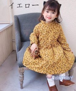 ネイビー ワンピー 祝い ベビー 花柄 姉妹 デイリー ワンピ 女の子 イエロー コーデ 幼児 キッズ 結婚式 子供服 膝丈上 ポリエステル 双子 100-140 ワンピース