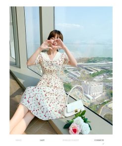 ワンピース レディース 40代 マキシワンピース 春夏 Vネック 半袖 花柄  フレアスカート きれいめ 韓国風 大人 上品 20代 50代 大きいサイズ ゆったり 30代