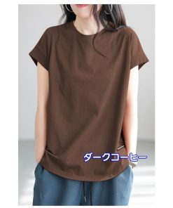 Tシャツ レディース 夏 綿 半袖 カットソー カジュアル ゆったり おしゃれ 可愛い 大きいサイズ 無地 インナー クルーネック 涼しい ひんやり コットン