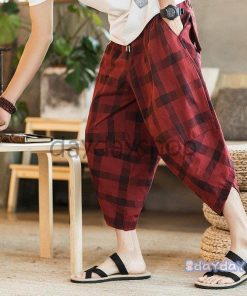 男性用 カジュアル 夏用 新作 七分丈パンツ ハレムパンツ チェック柄 メンズ ゆったり 大きいサイズ ズボン ガウチョパンツ オシャレ ニッカボッカ