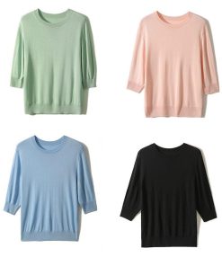 Tシャツ レディース 春夏 新作 40代 半袖 ニットトップス 無地 ショット丈ニットソー ゆったり カットソー おしゃれ 50代 大人 30代