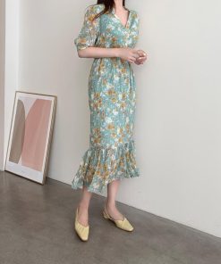 ワンピース レディース 40代 ワンピース 春 夏 半袖 ワンピース シフォン 花柄 フレアスカート Vネック オシャレ 上品 体型カバー 30代 上品 50代 お出かけ 大人